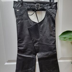 Harley-Davidson Black Genuine Leather Chaps. Size Small